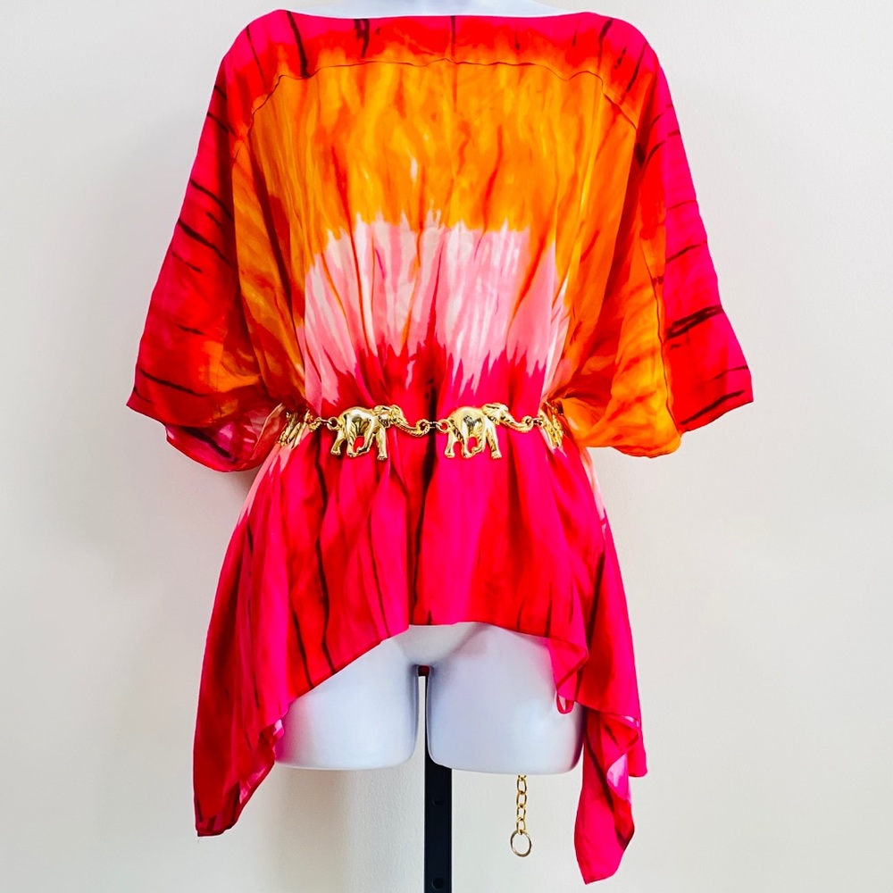 Jones New York Bright Ombre Tie Dye Cape Style Top Size S